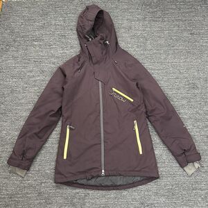 Flylow Jacket Women Small Purple Hood Full Zip Ski Snow Board Racing 2 Layer